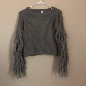 Blue Blush Long Sleeve Grey Crew Neck Sweater